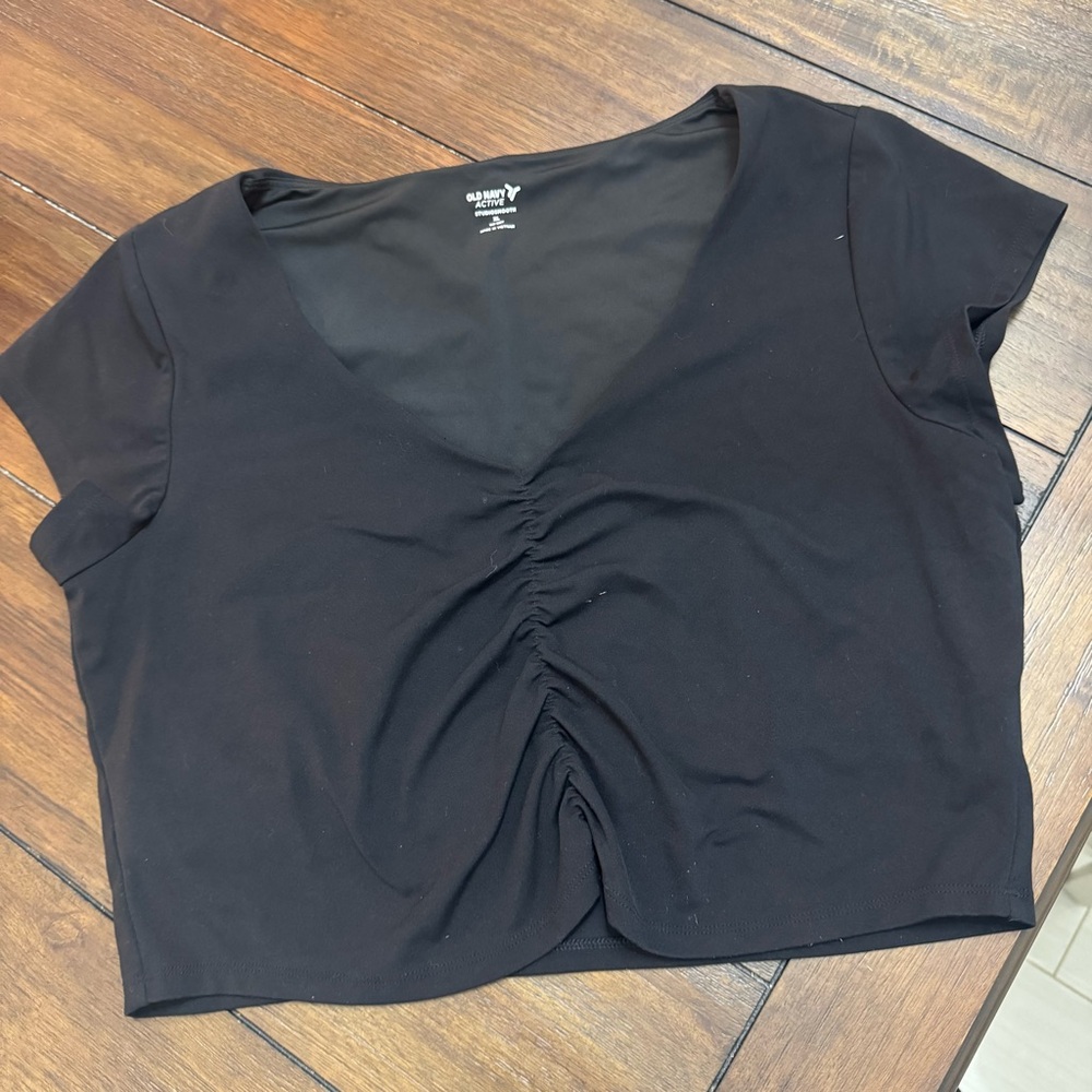 Old Navy PowerSoft Black Ruched V-Neck Women's Top size: XL